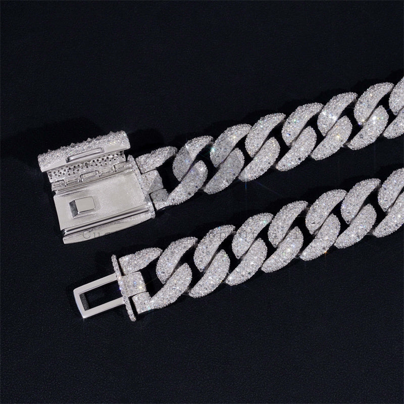 20mm Mosaic-Set Diamond Cuban Link Chain 10K Gold