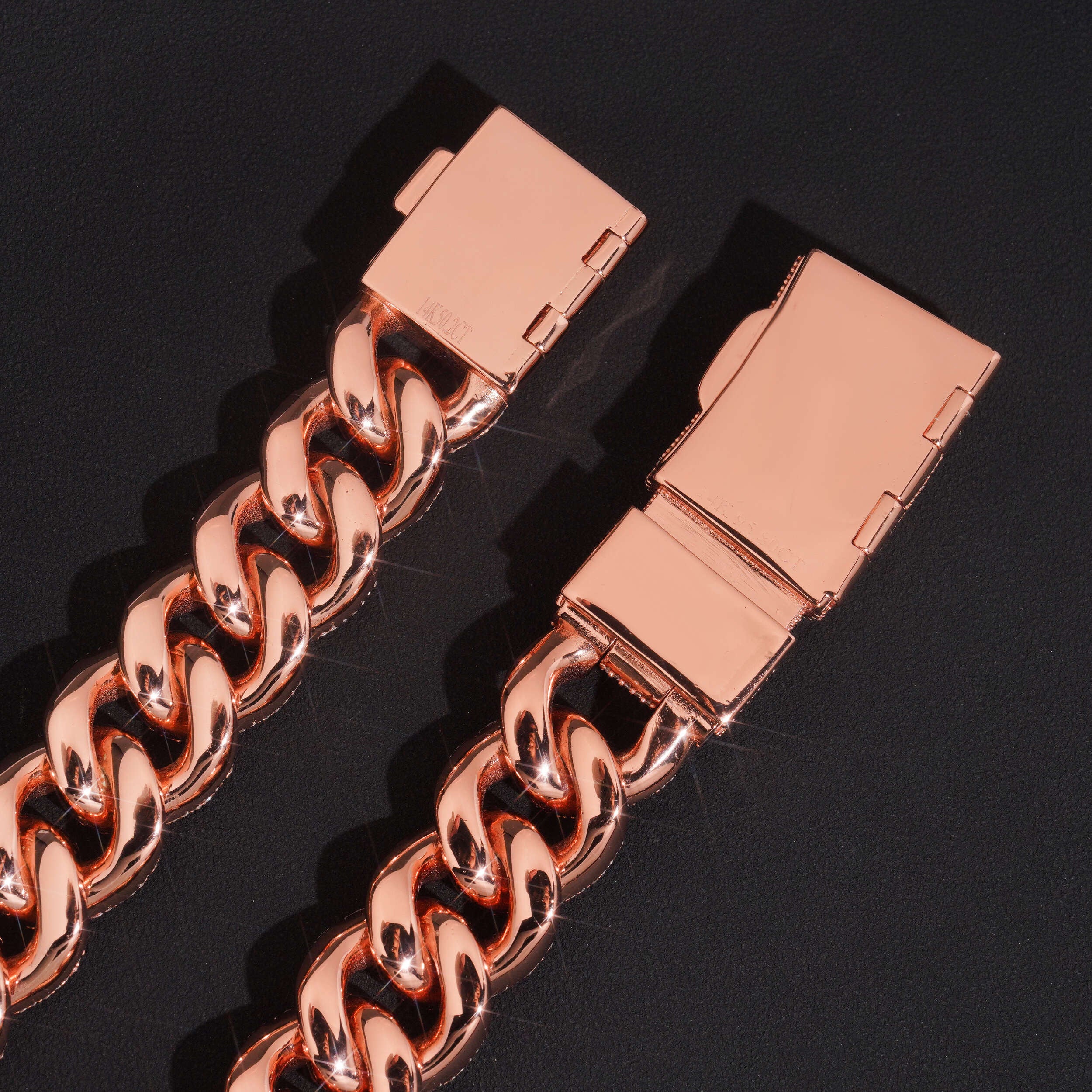 20mm Mosaic-Set diamond Cuban Link Chain 14K Gold