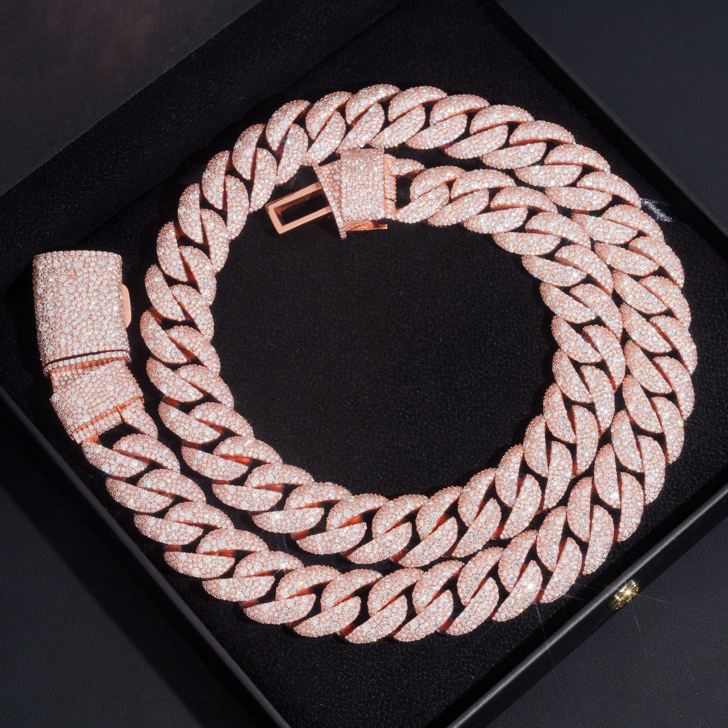 20mm Mosaic-Set diamond Cuban Link Chain 14K Gold