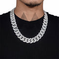 20mm Mosaic-Set Moissanite Cuban Link Chain 10K Gold