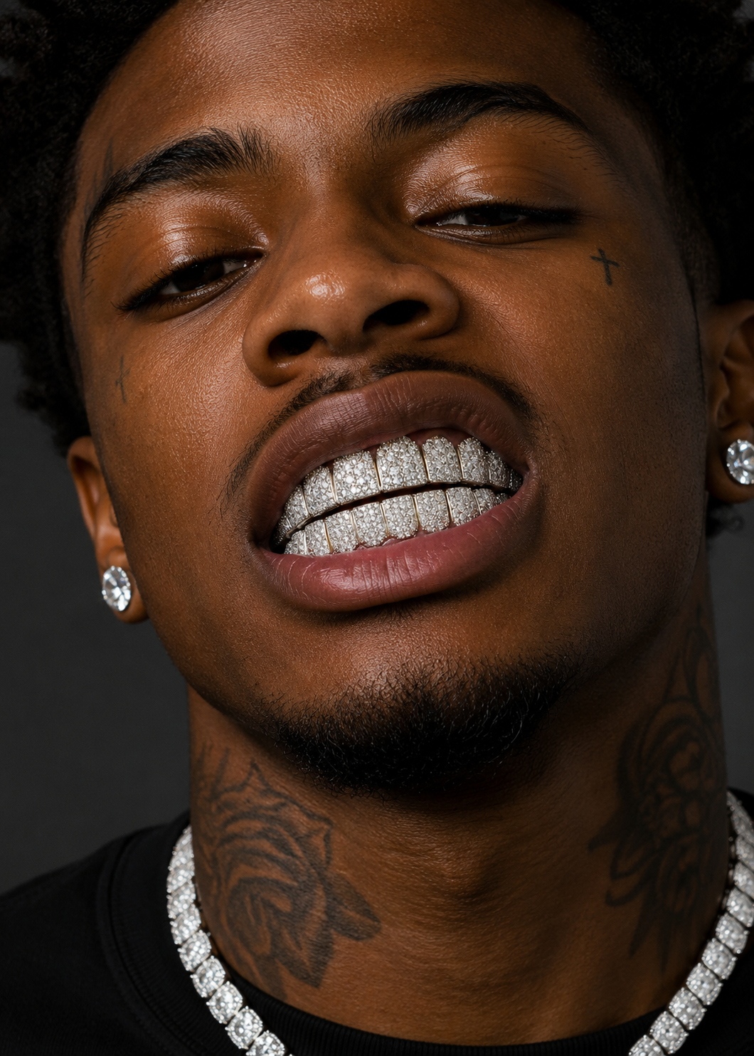 6 on 6 Custom Moissanite Grillz, Up to 10 on 10 – 14K White Gold Plated 925 Silver