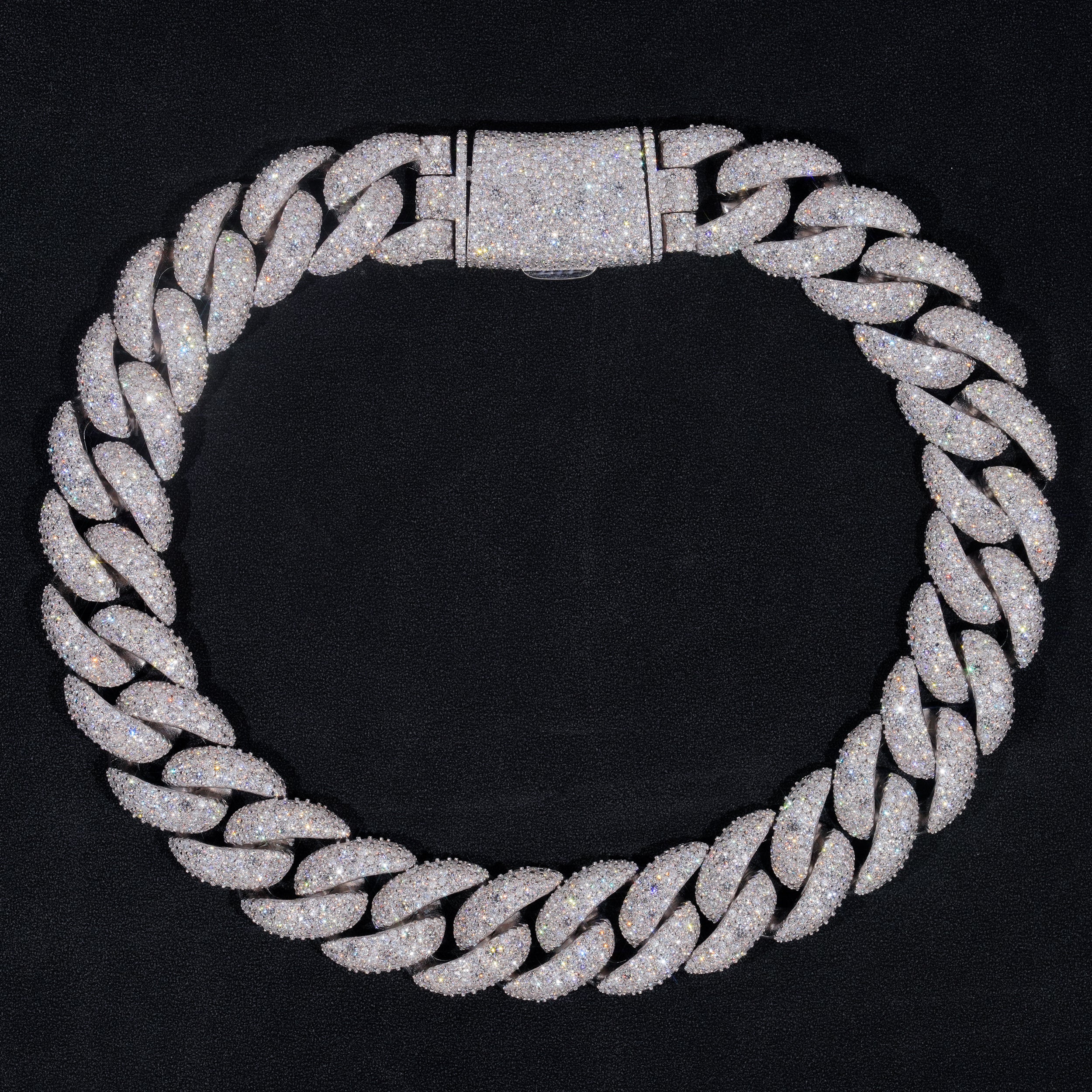 23mm Mosaic-Set diamond Cuban Link Chain 10K Gold