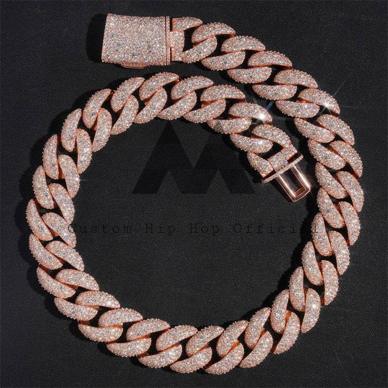 23mm Mosaic-Set Moissanite Cuban Link Chain 14K Gold