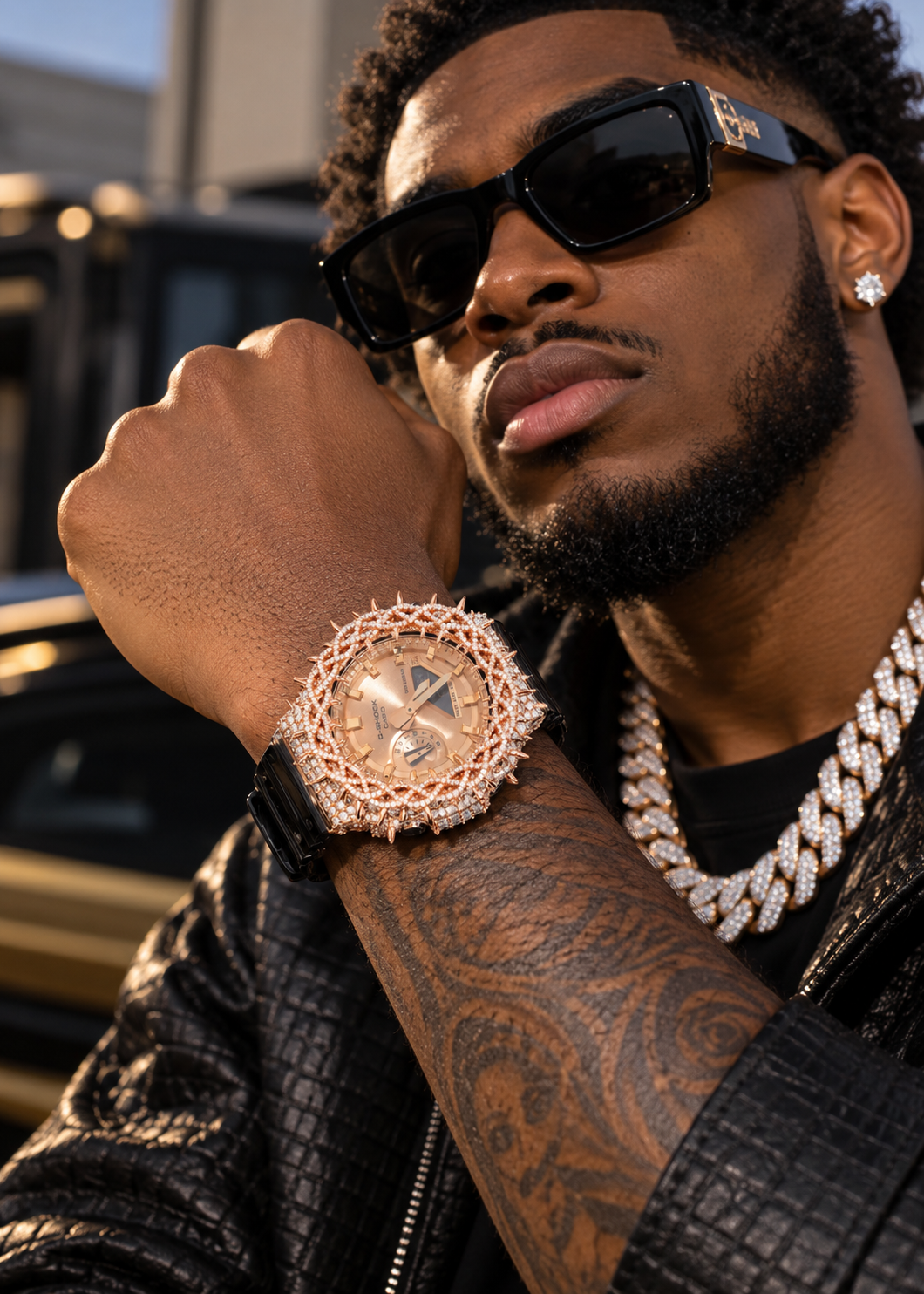 Rose Gold Moissanite Diamond G Shock Watch GA2100