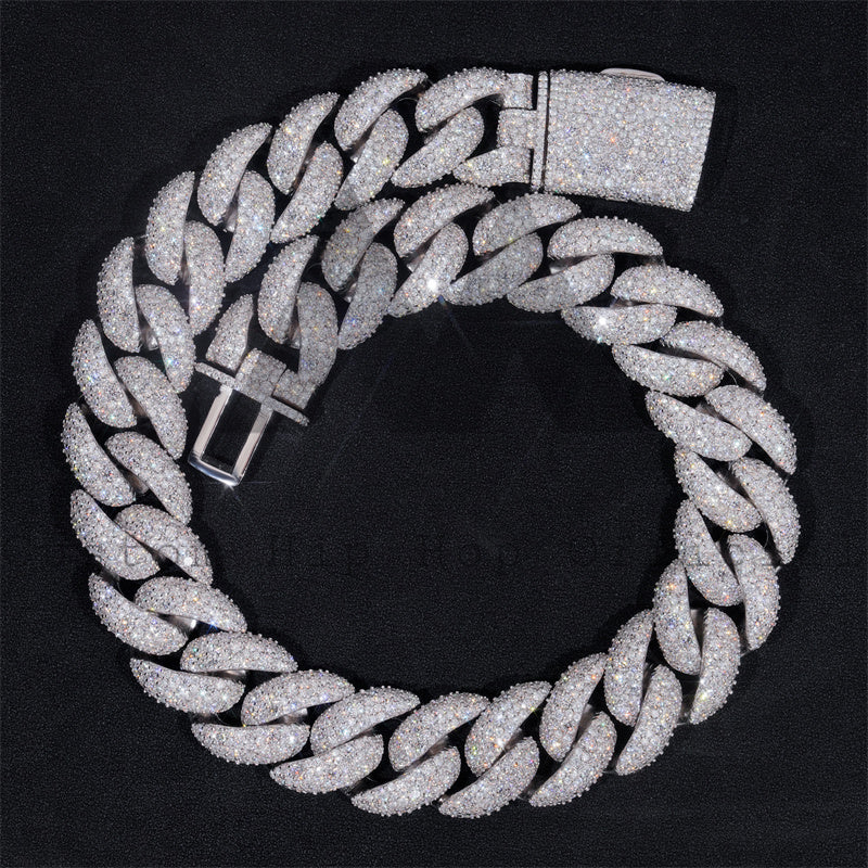 25mm Mosaic-Set diamond Cuban Link Chain 14K Gold