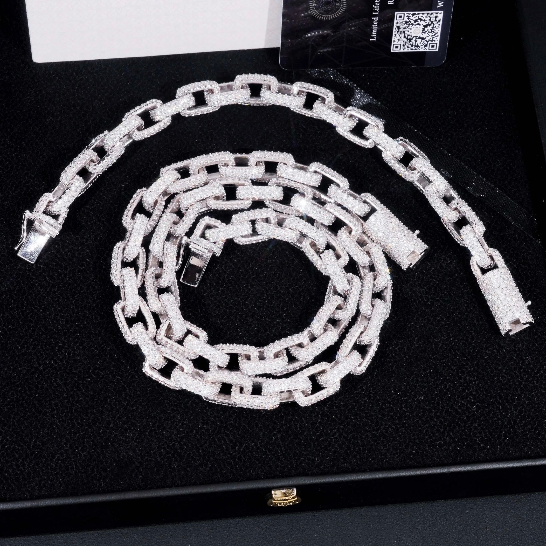 8MM Box Link Hermes Chain VVS Moissanite Hip Hop Jewelry For Men Solid Silver