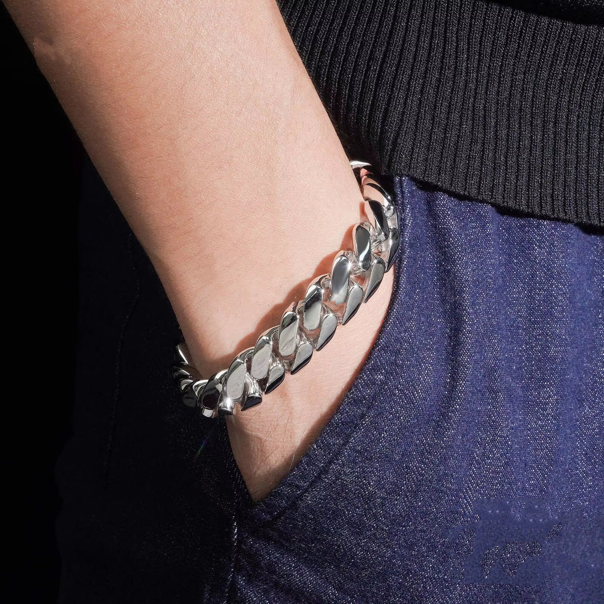 925 Sterling Silver 15MM Lab Grown Diamond Cuban Link Bracelet