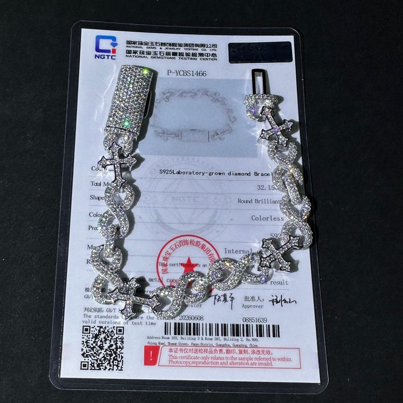 925 Sterling Silver Lab Grown Diamond Infinity Bracelet 13MM
