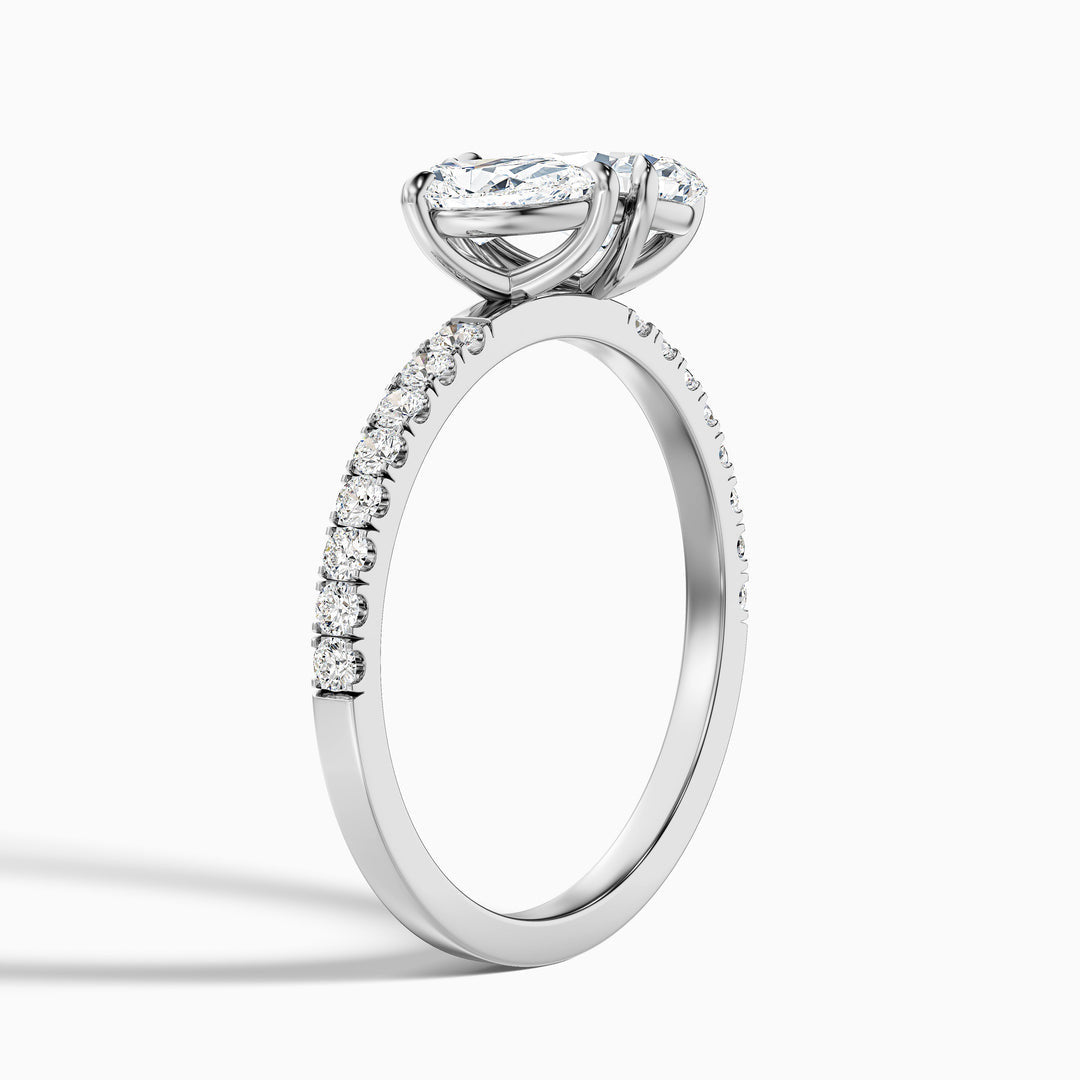 Toi Et Moi Pave Ring in 14k White Gold With Both Pear Two Stone Lab Grown Diamond 1ct