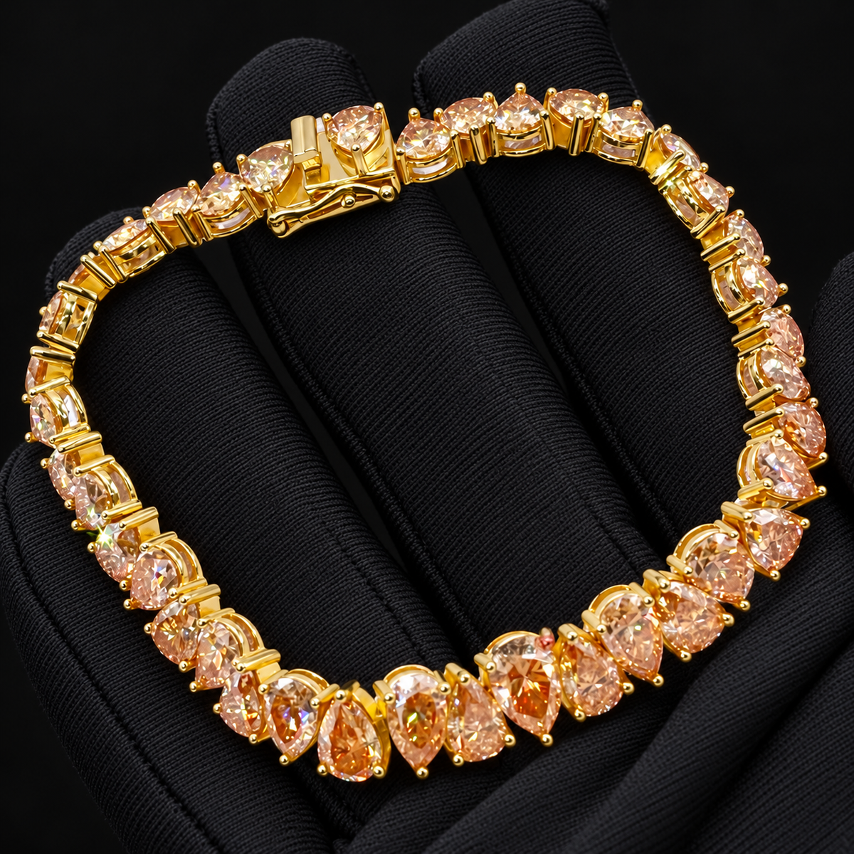 1Ct Pear Cut Champagne Moissanite Diamond Tennis Bracelet
