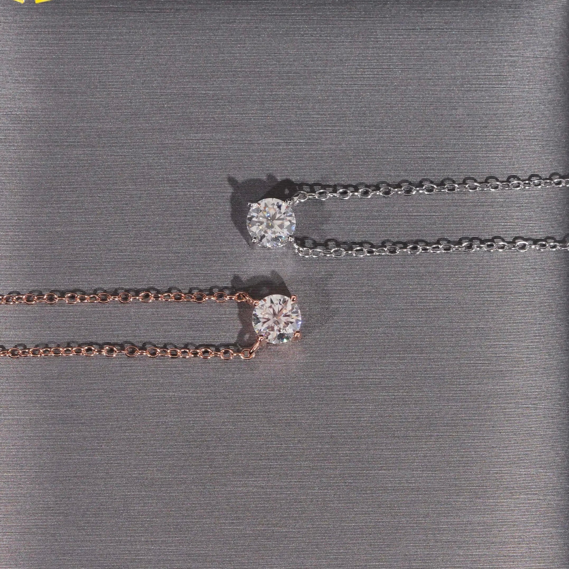 Sterling Silver 925 0.5 Ct Single Stone Solite Moissanite Diamond Necklace