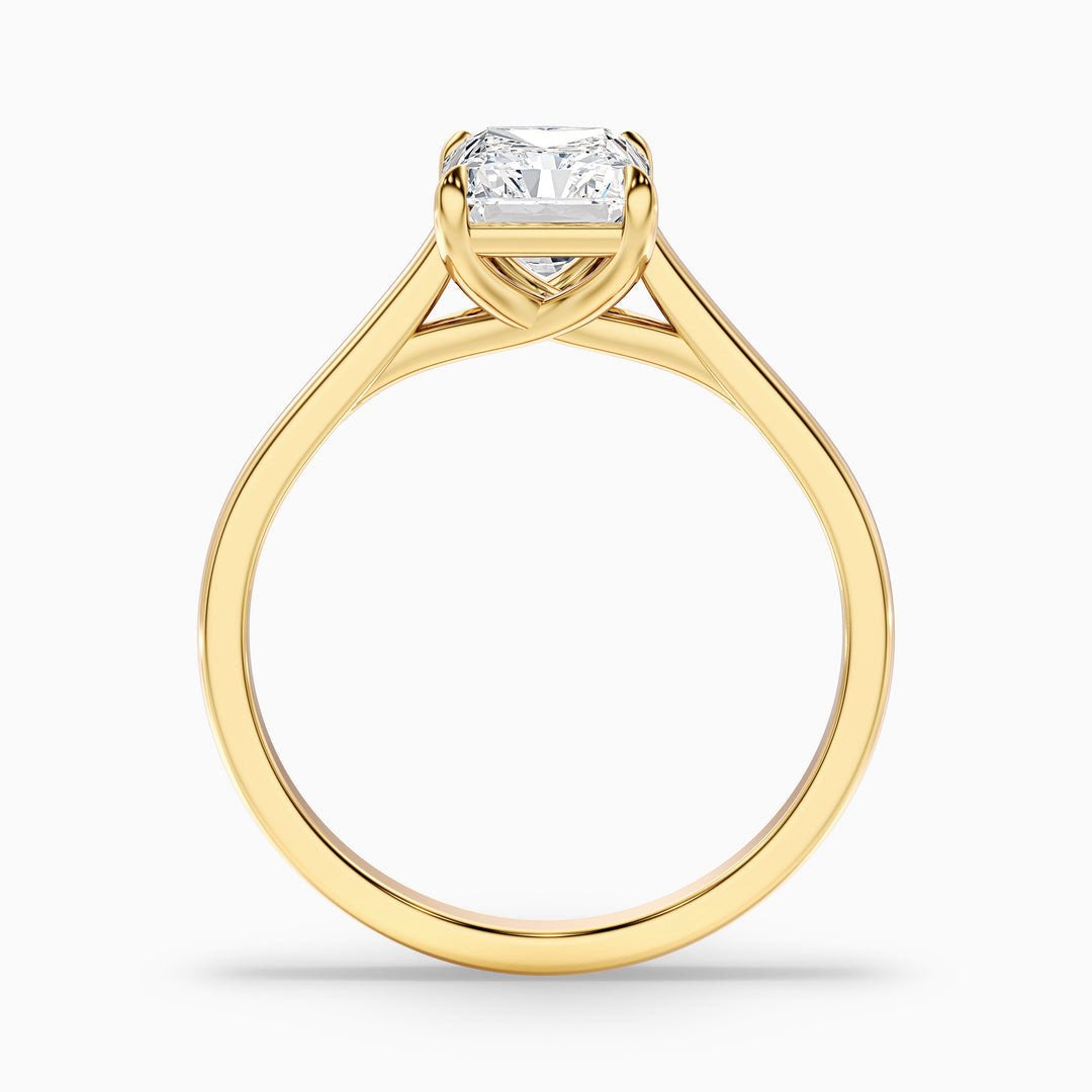 1 Carat Radiant Cut Solitaire Lab Grown Diamond Ring in 10k Yellow Gold