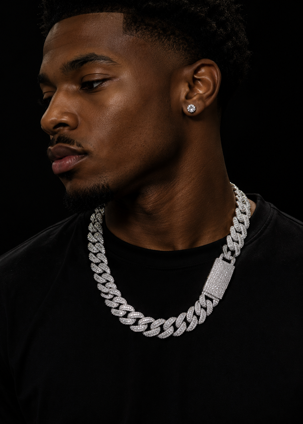 Pass Diamond Tester Hip Hop Iced Out 12MM Silver 925 Moissanite Diamond Baguette Cuban Chain Necklace