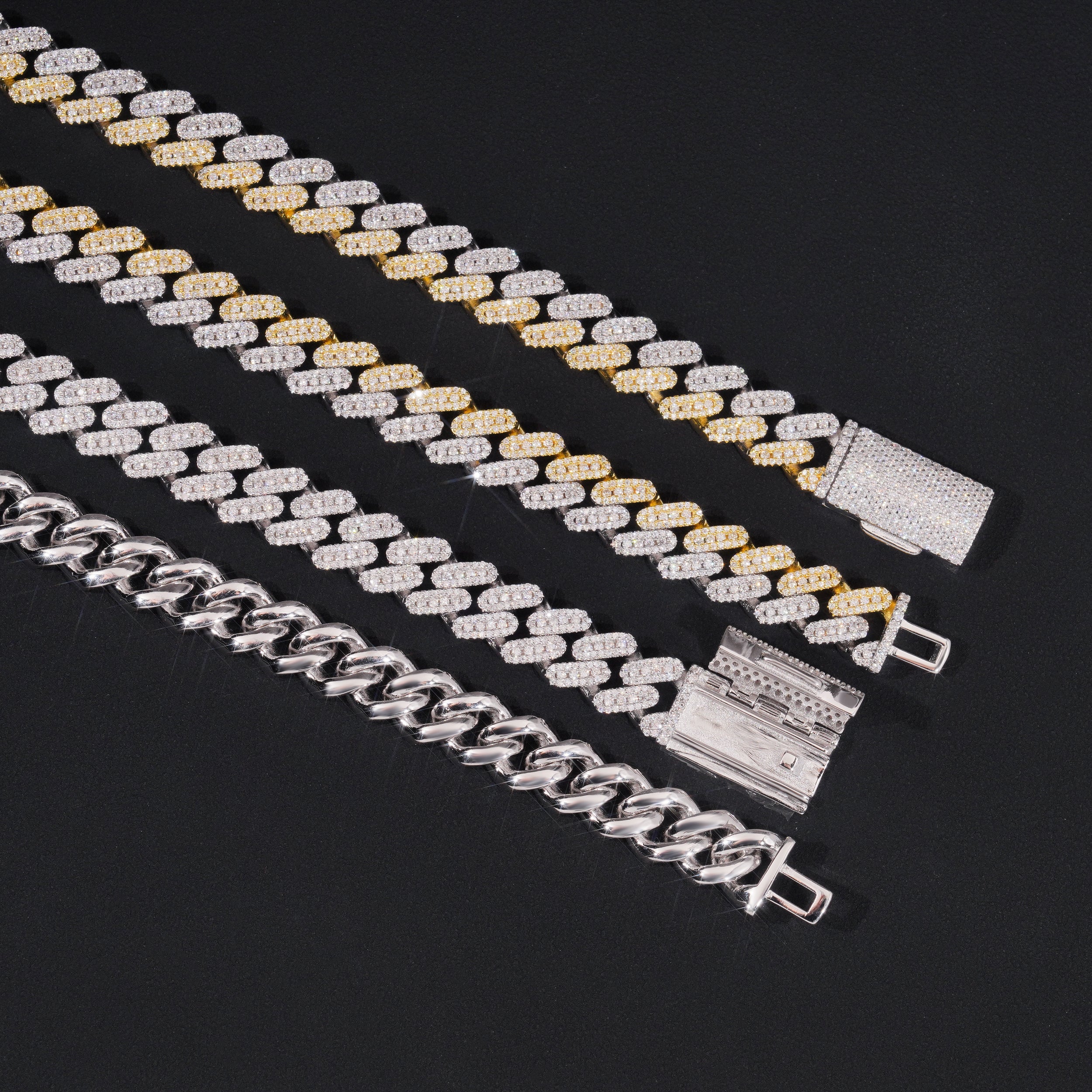 10MM Three Rows Moissanite Diamomd Cuban Link Chain Necklace For Men Iced Out