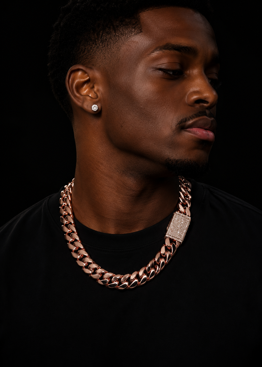 22MM Miami Cuban Link Chain 14K Rose Gold with Moissanite Clasp