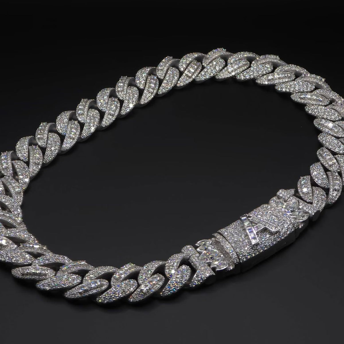18MM Princess Cut Moissanite Cuban Chain Necklace With Custom Clasp