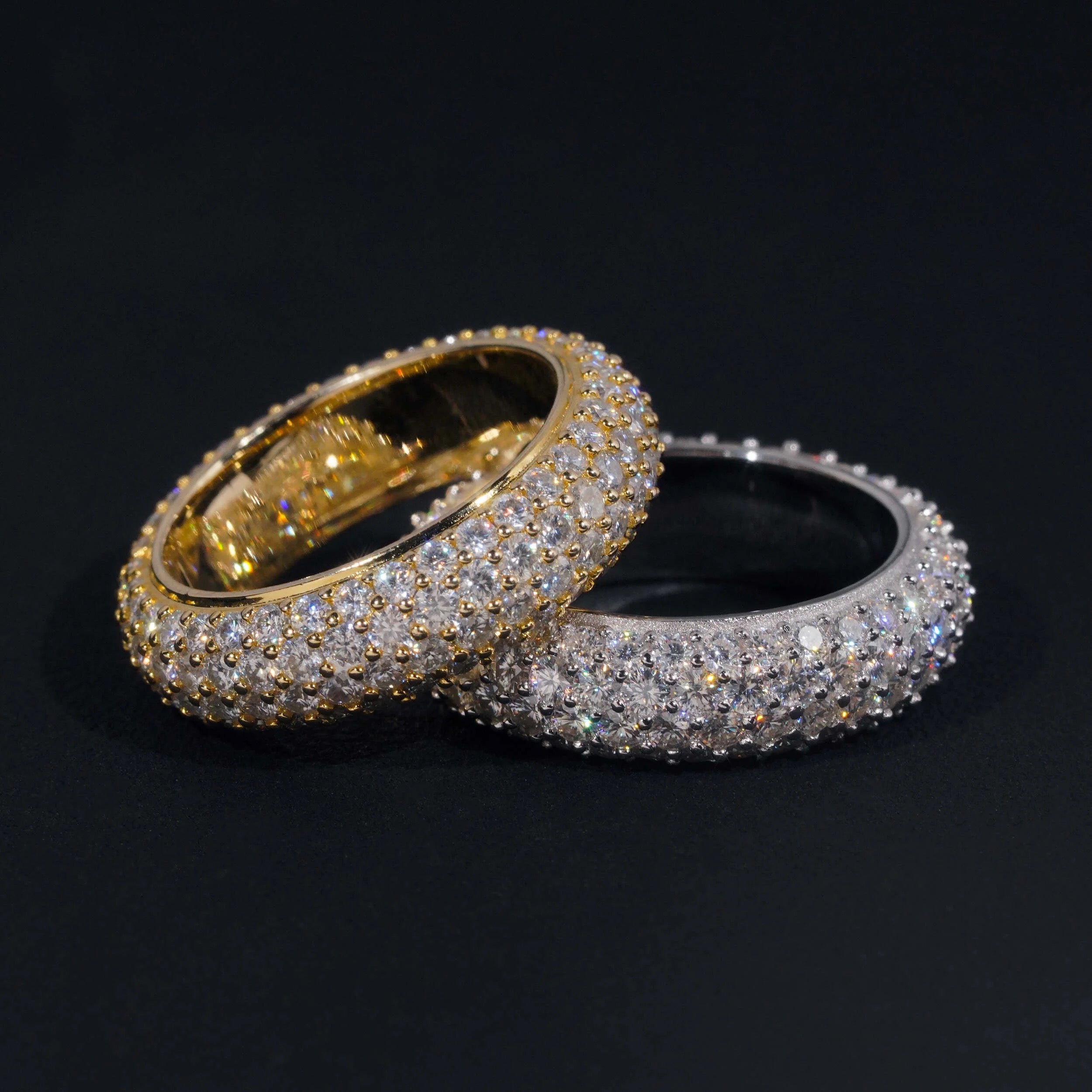 5Rows Vvs Moissanite Diamond Eternity Ring For Men Solid Silver Hip Hop Jewelry