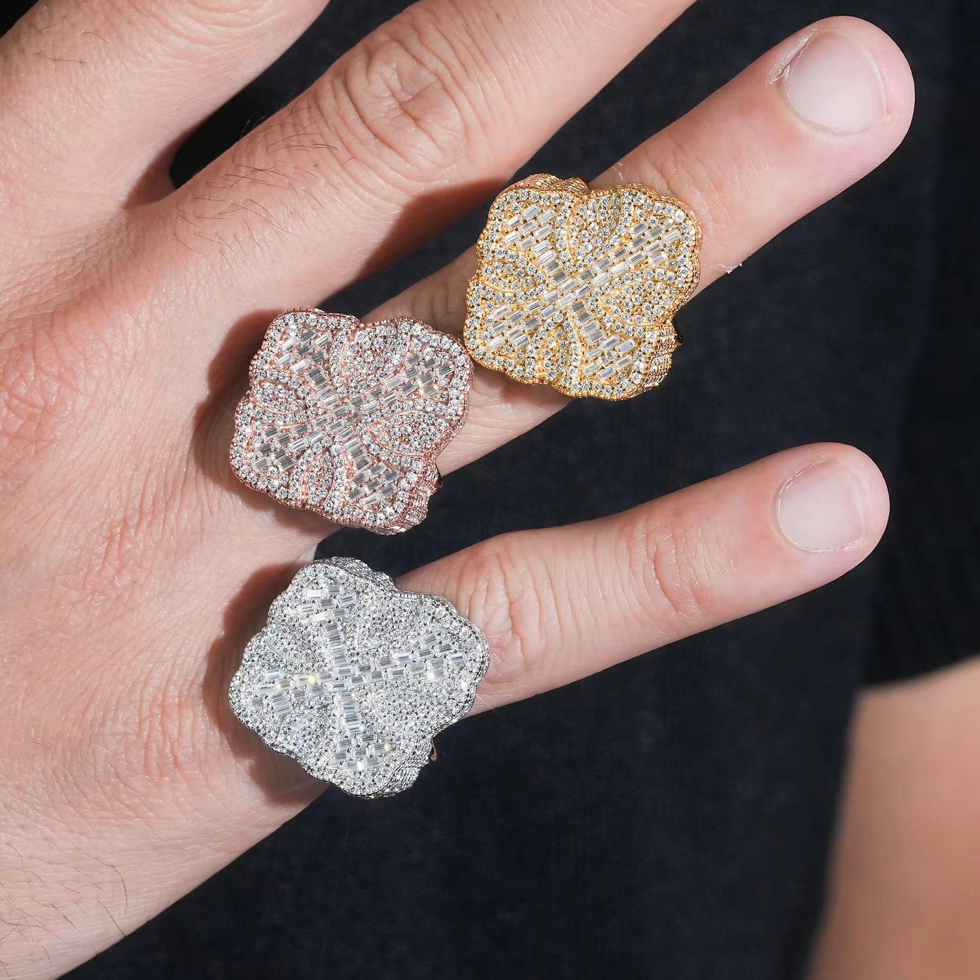 Chrome Heart Style Cross Iced Out Moissanite Ring