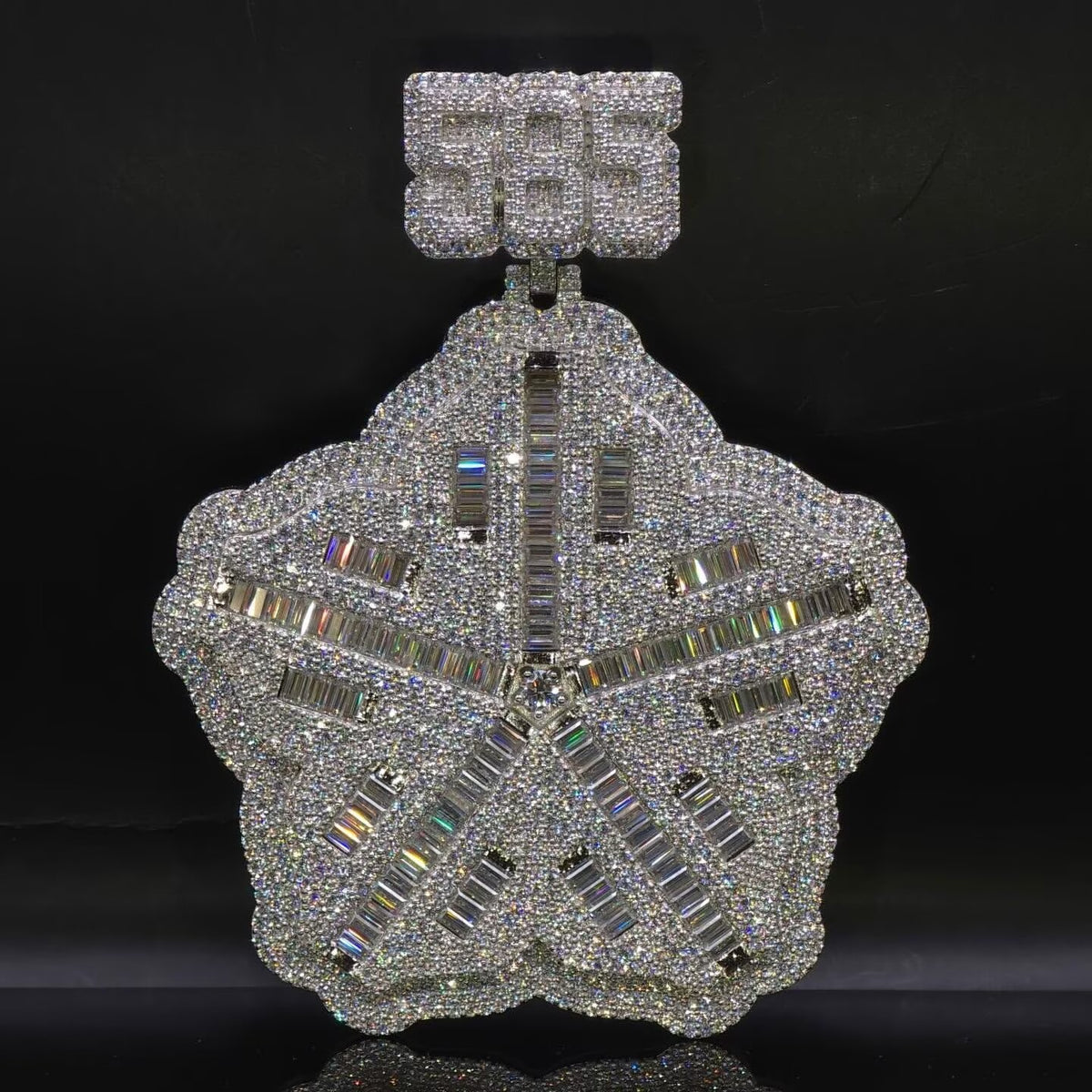 Custom Made 3inch Snowflake Iced Out Moissanite Pendant