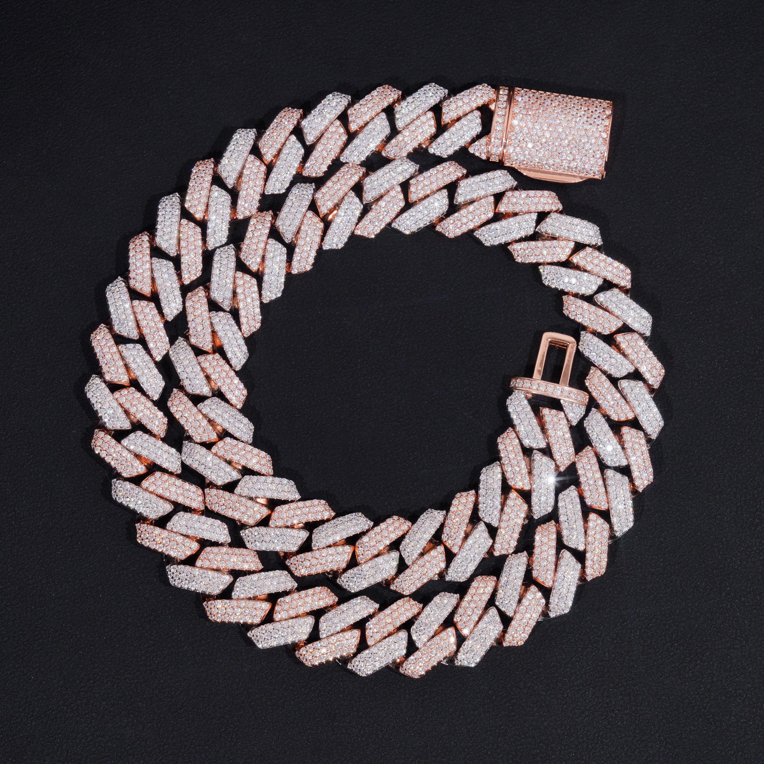 14MM Moissanite Two-Tone Cuban Link Chain 14K Gold