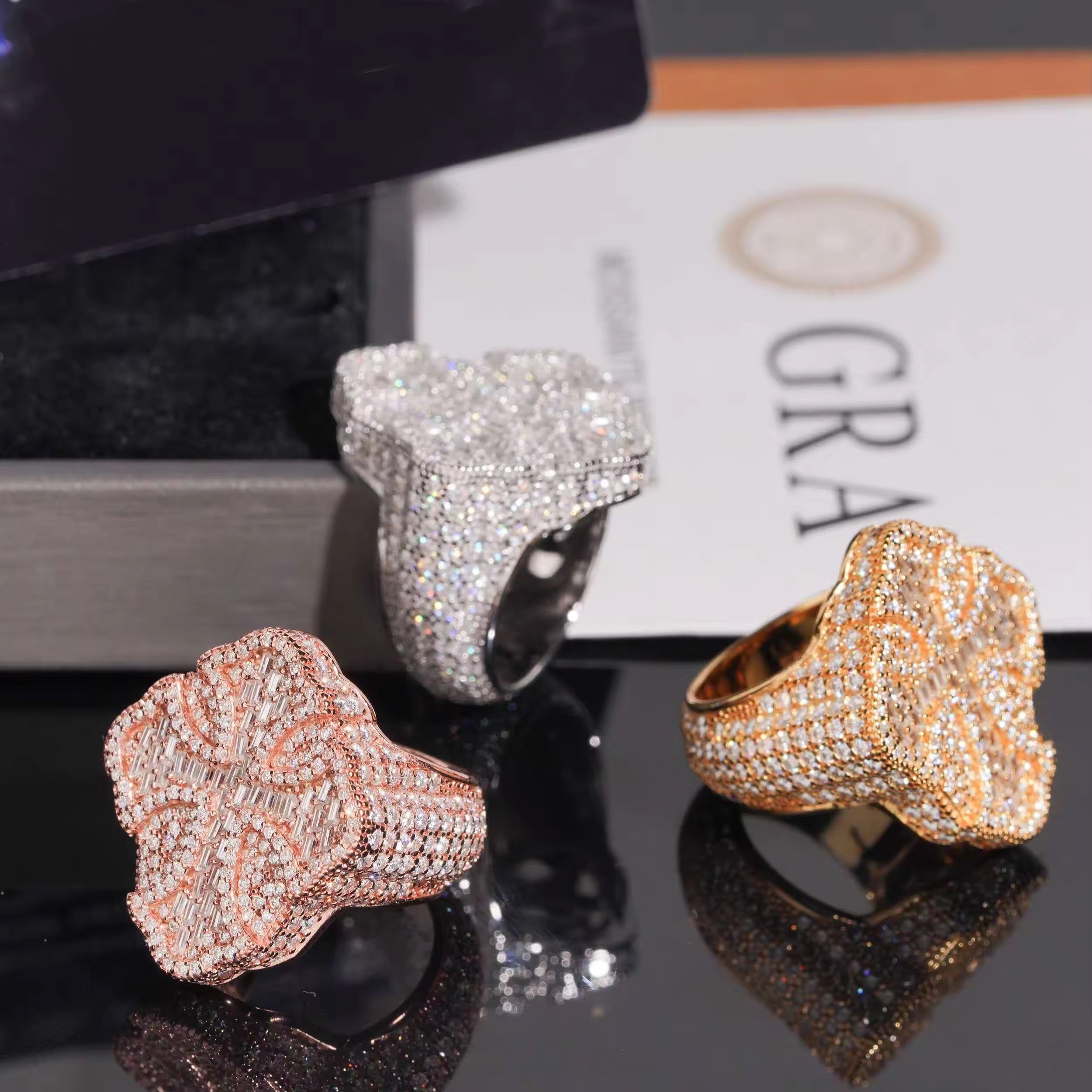 Chrome Heart Style Cross Iced Out Moissanite Ring