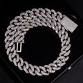 Single Row 20MM Moissanite Diamond Cuban Chain Necklace
