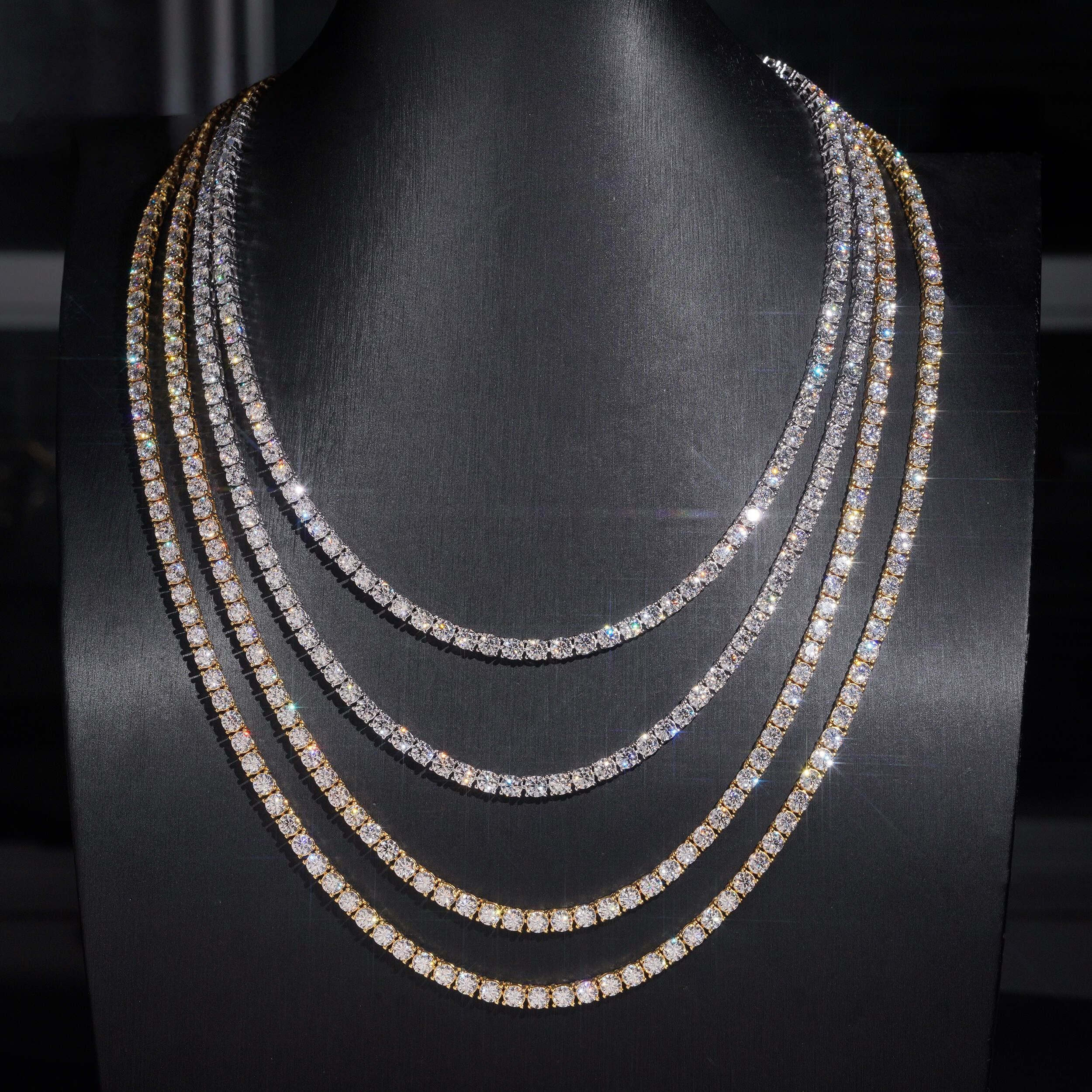 925 Sterling Silver VVS Lab Grown Diamond Tennis Chain 4MM