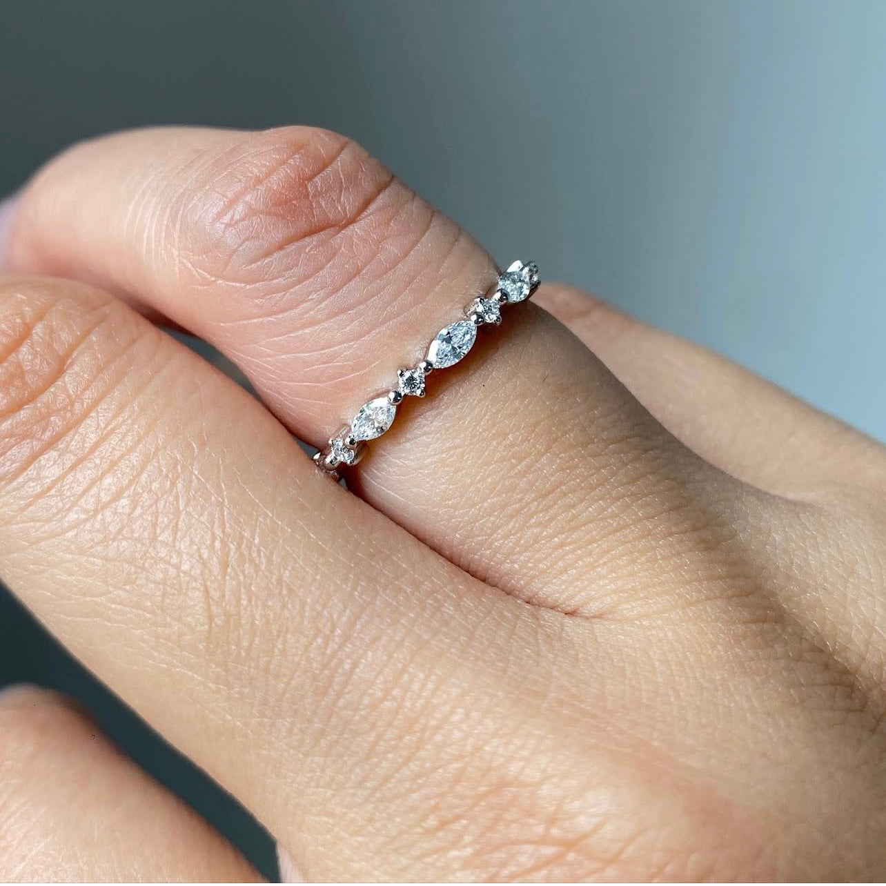 10K White Gold Fully Iced Eternity Ring Moissanite Diamond