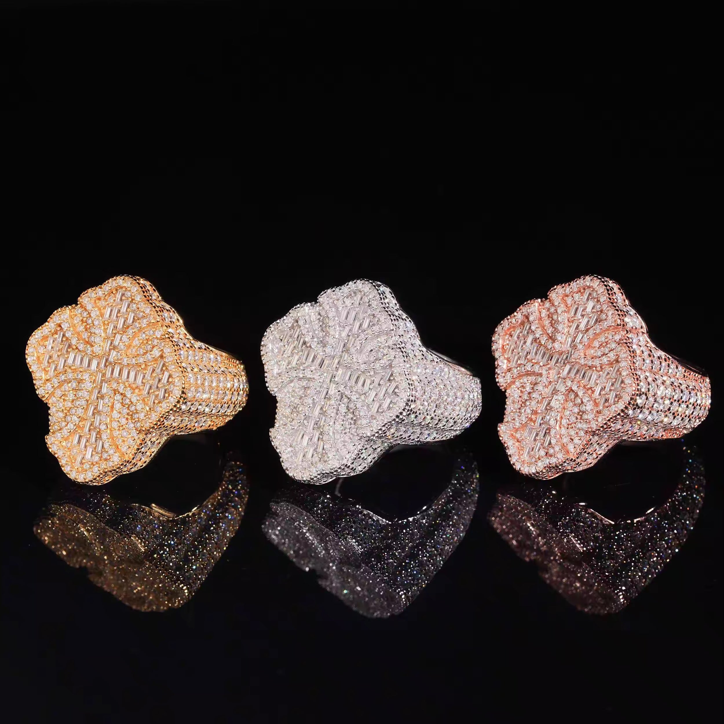 Chrome Heart Style Cross Iced Out Moissanite Ring