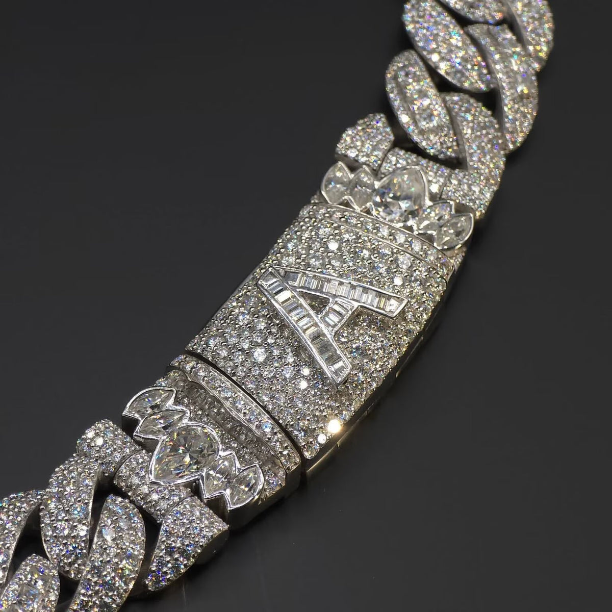 18MM Princess Cut Moissanite Cuban Chain Necklace With Custom Clasp
