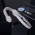 VVS Baguette Cut Moissanite Diamond Bangle Bracelet With Hamsa Charm Silver 925