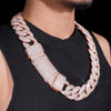 28mm Mosaic-Set Diamond Cuban Link Chain 14K Gold