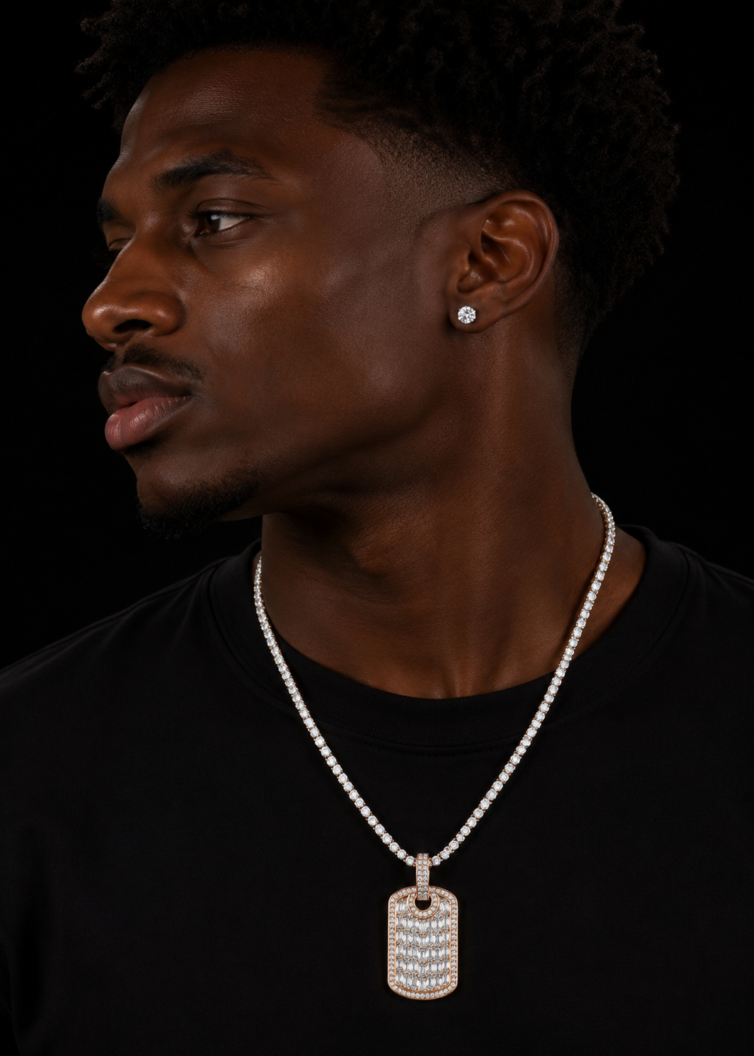 Men's 925 Silver Moissanite Diamond Hip Hop Dogtag Pendant