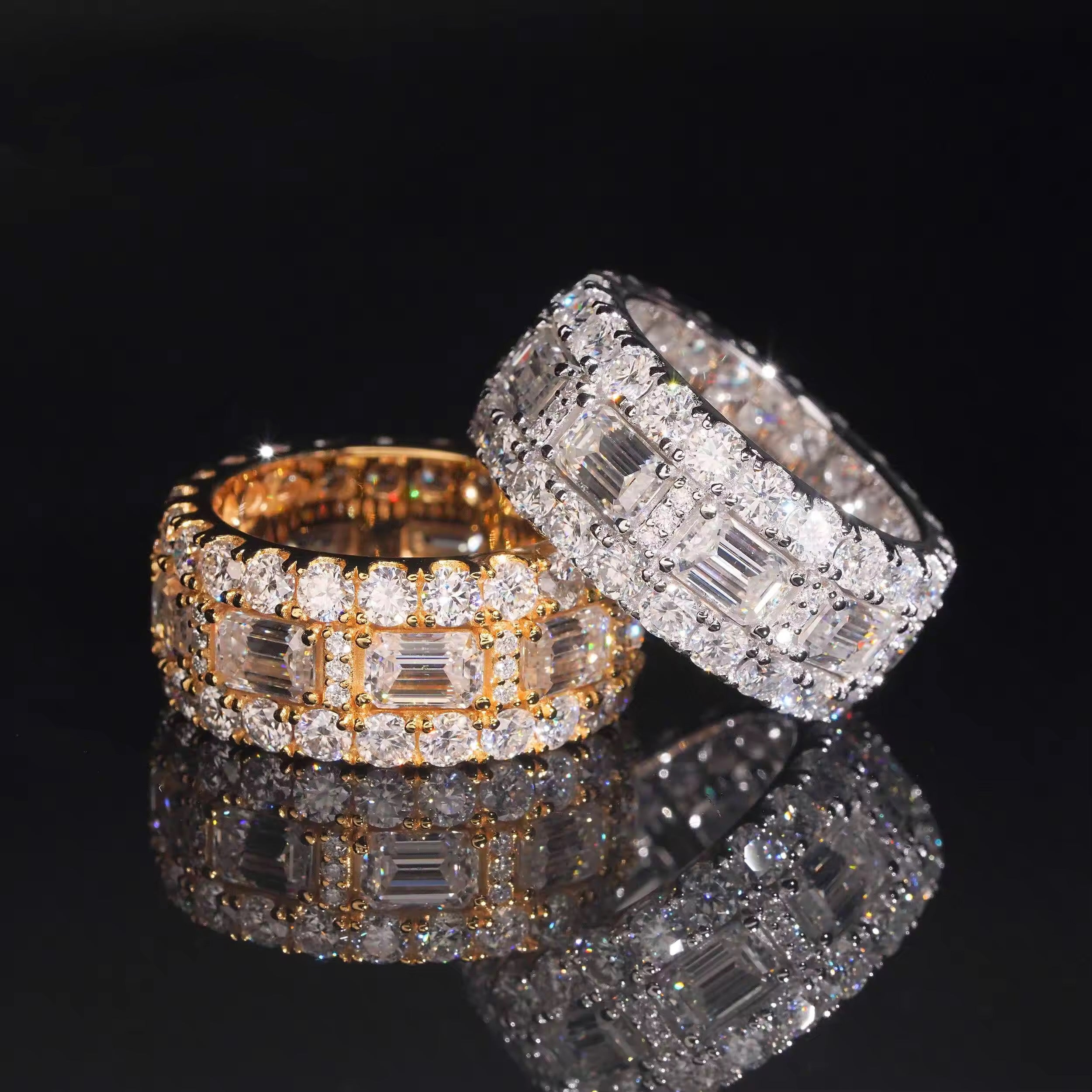 Emerald Cut Moissanite Diamond Ring Band For Men