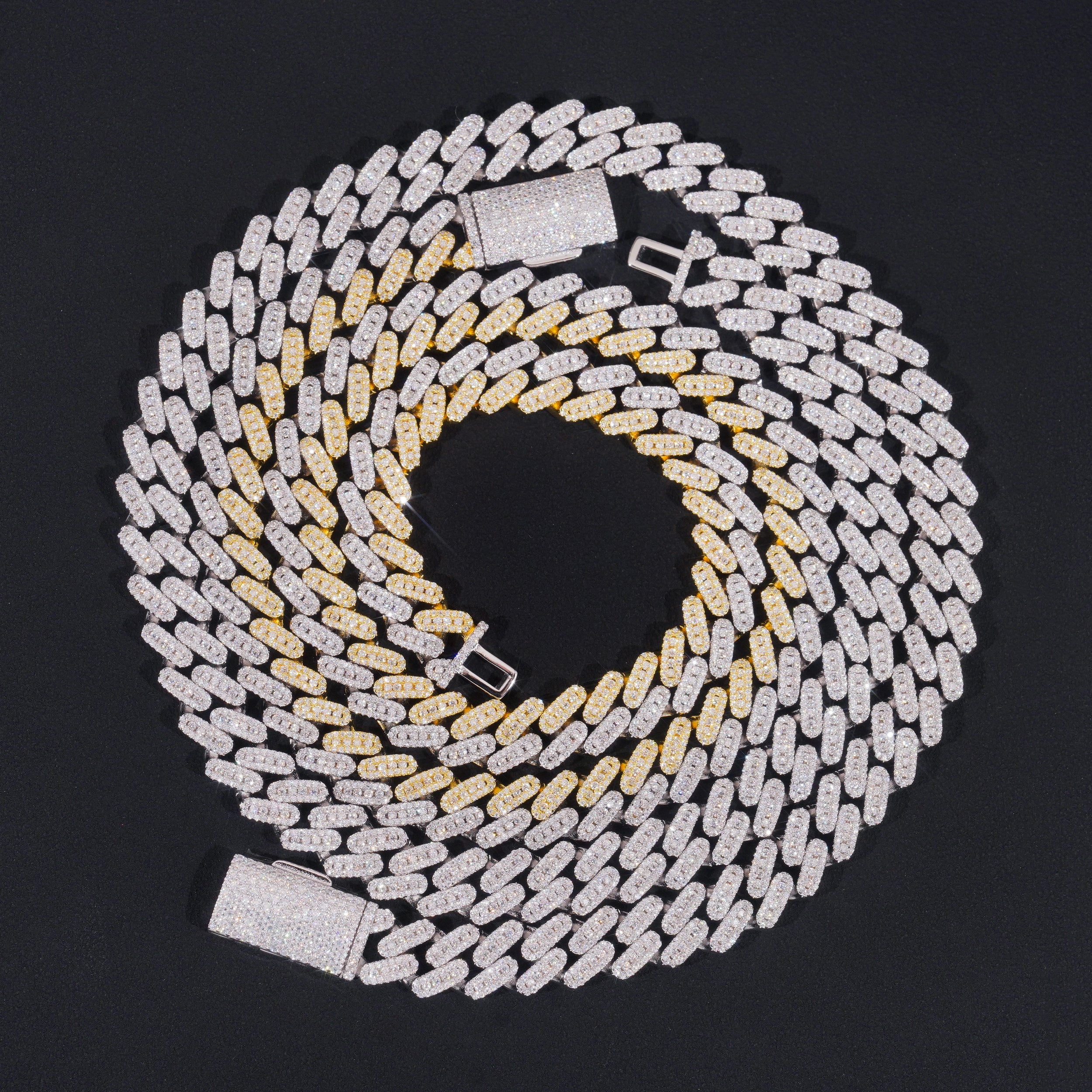 10MM Three Rows Moissanite Diamomd Cuban Link Chain Necklace For Men Iced Out
