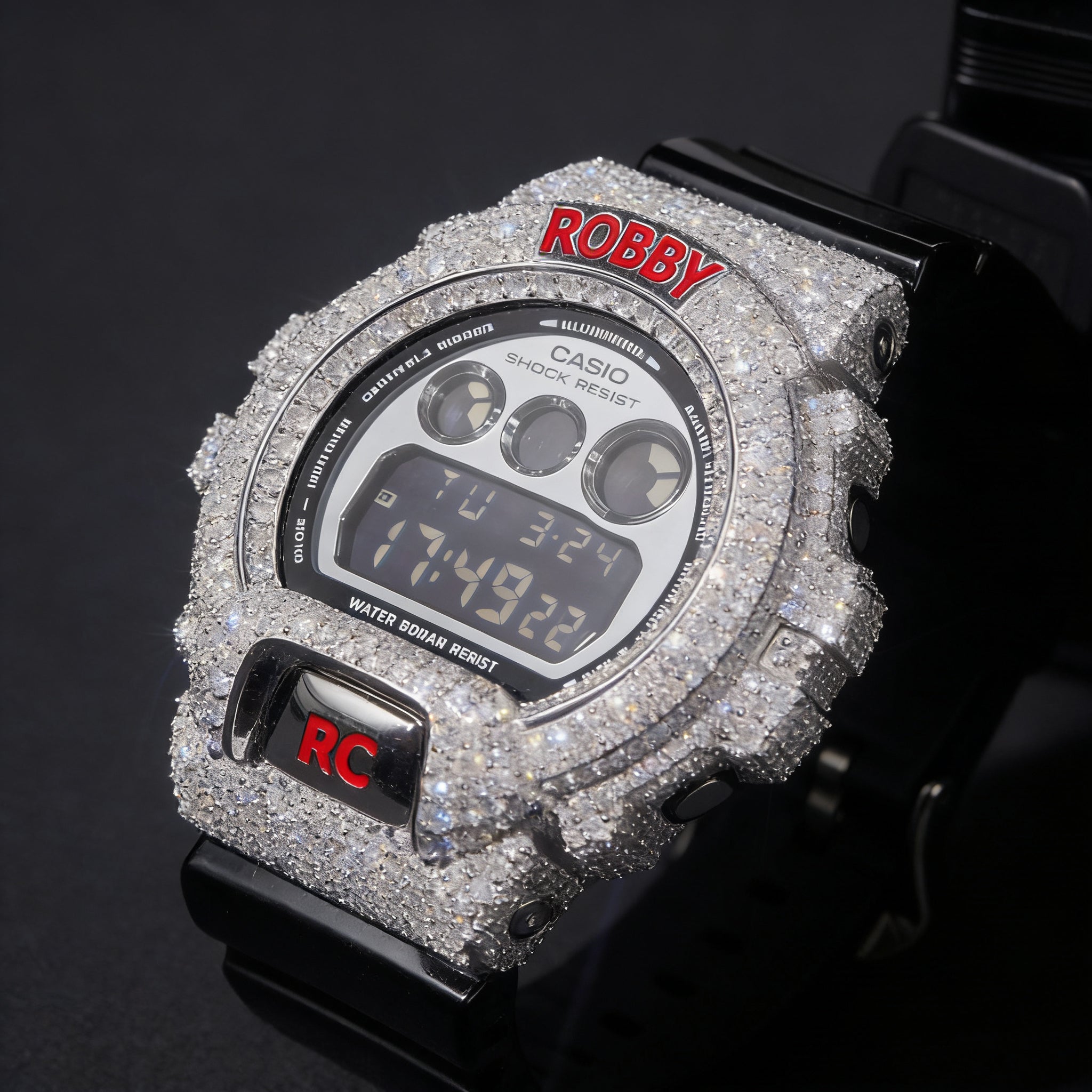 Moissanite Diamond Iced Out DW6900 G Shock Watch Custom Name