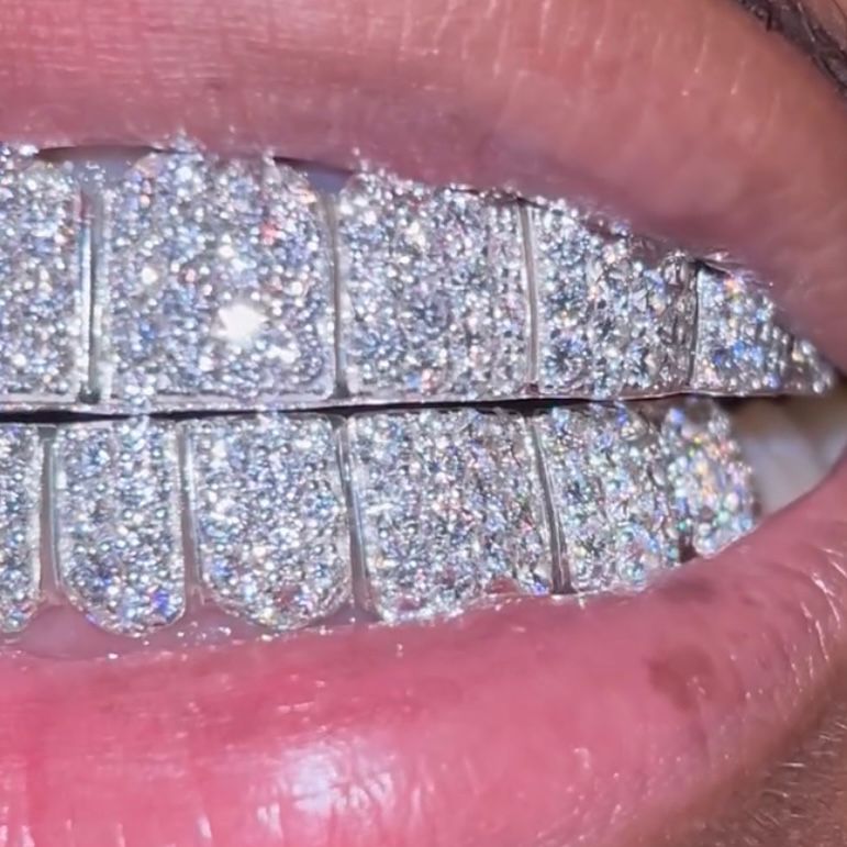 6 on 6 Custom Invisible Set Princess Cut Moissanite Diamond Grillz 14K Gold