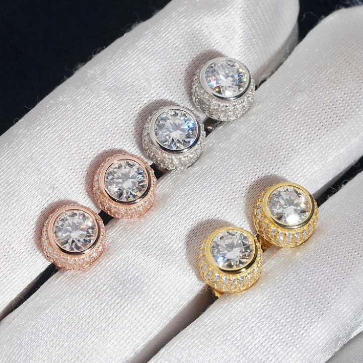 Bezel Setting Moissanite Studs Earrings Screw Back For Men Sterling Silver 925