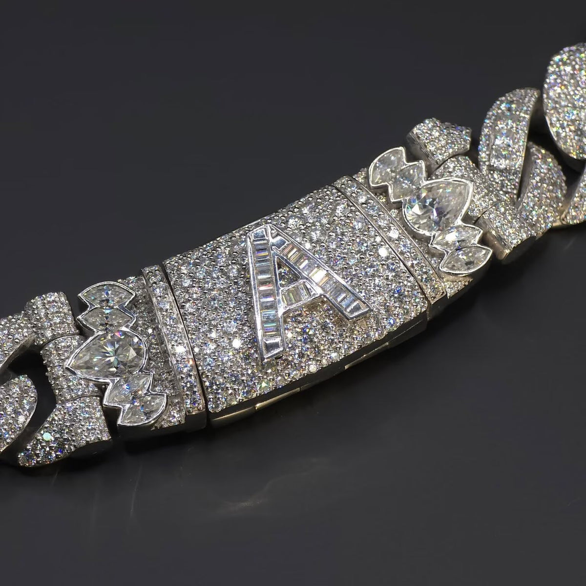 18MM Princess Cut Moissanite Cuban Chain Necklace With Custom Clasp