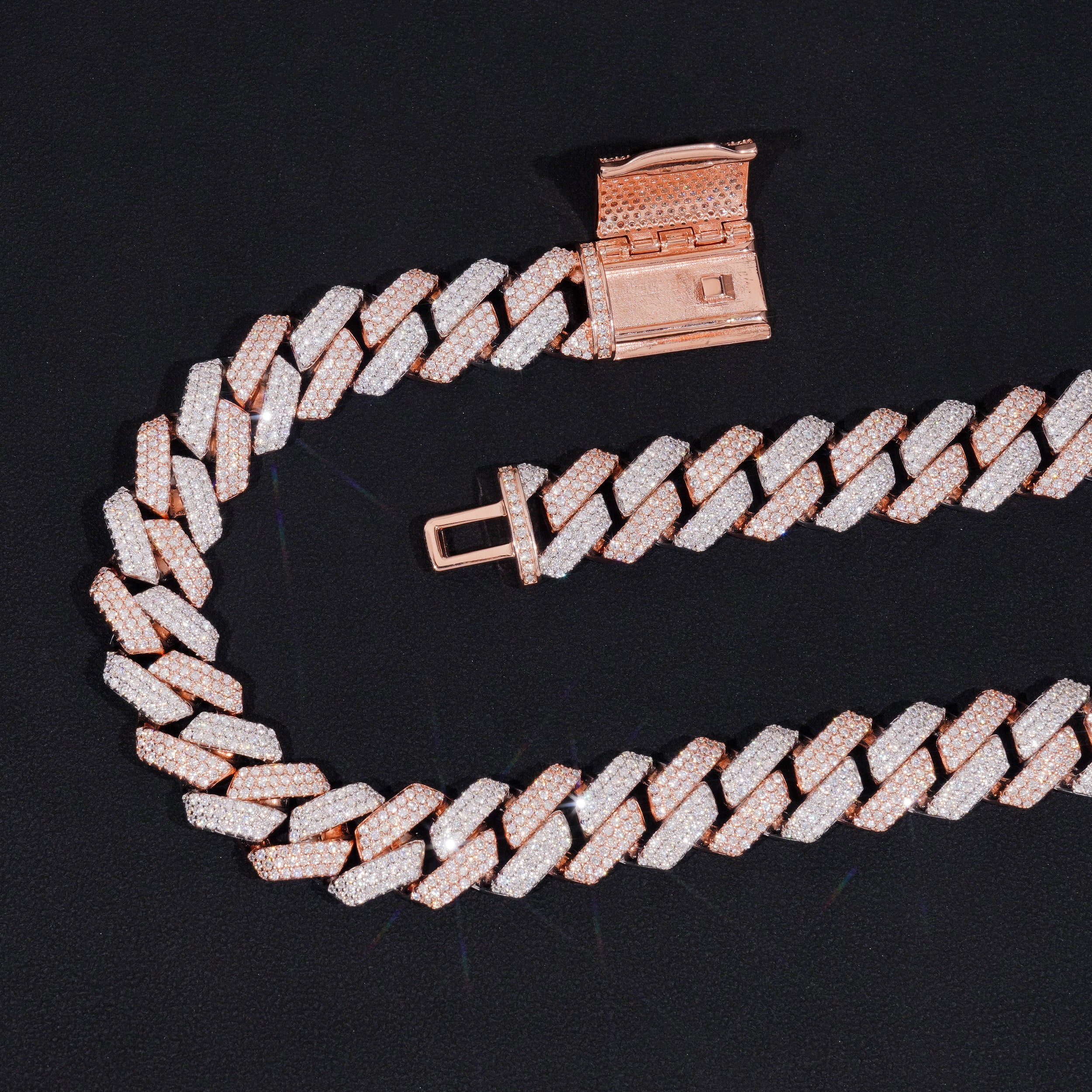 14MM Moissanite Two-Tone Cuban Link Chain 14K Gold