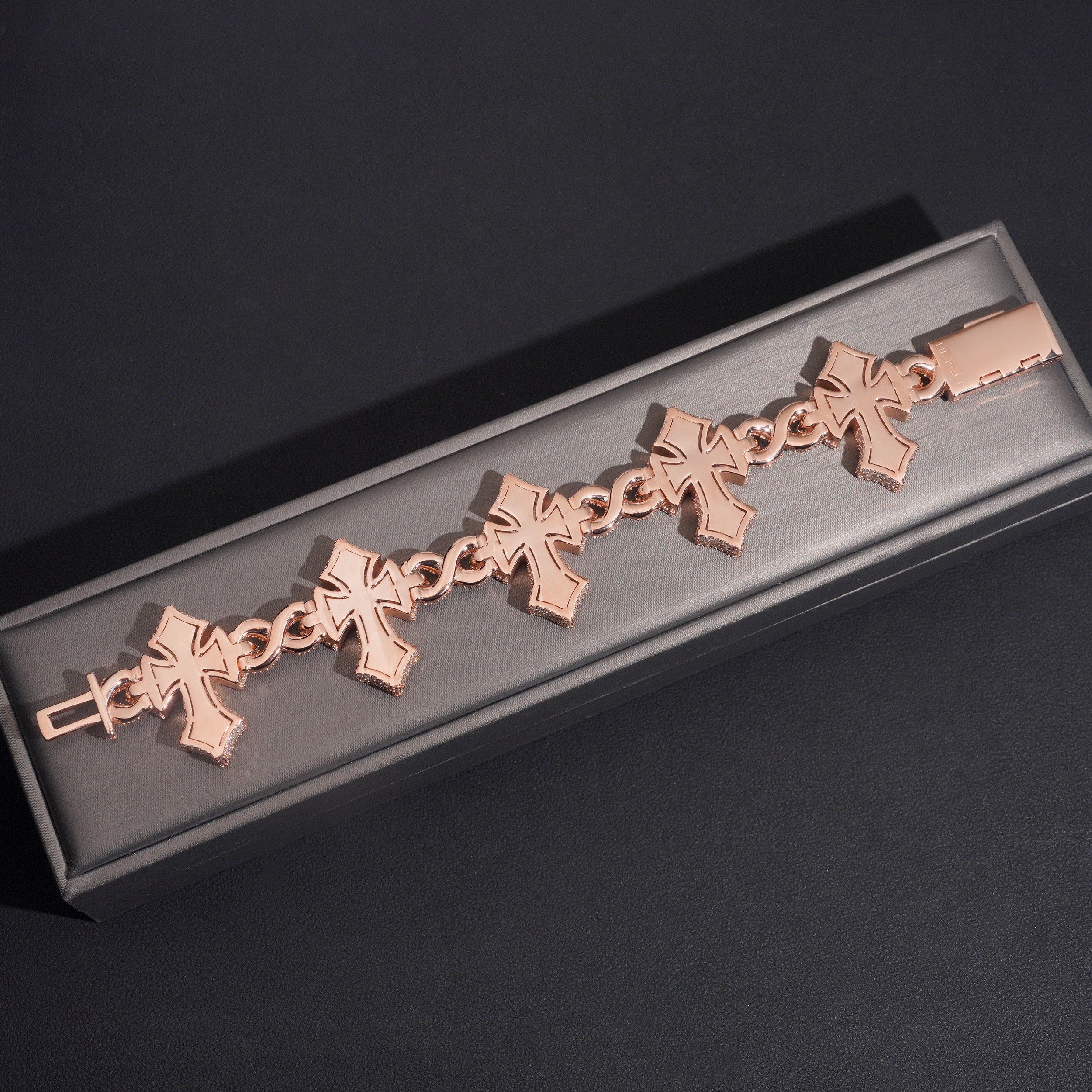 Rose Gold Two Tone Cross Bracelet Infinity Link