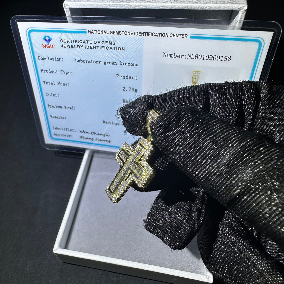 10K Solid Gold VVS Lab Grown Diamond Cross Pendant Charm