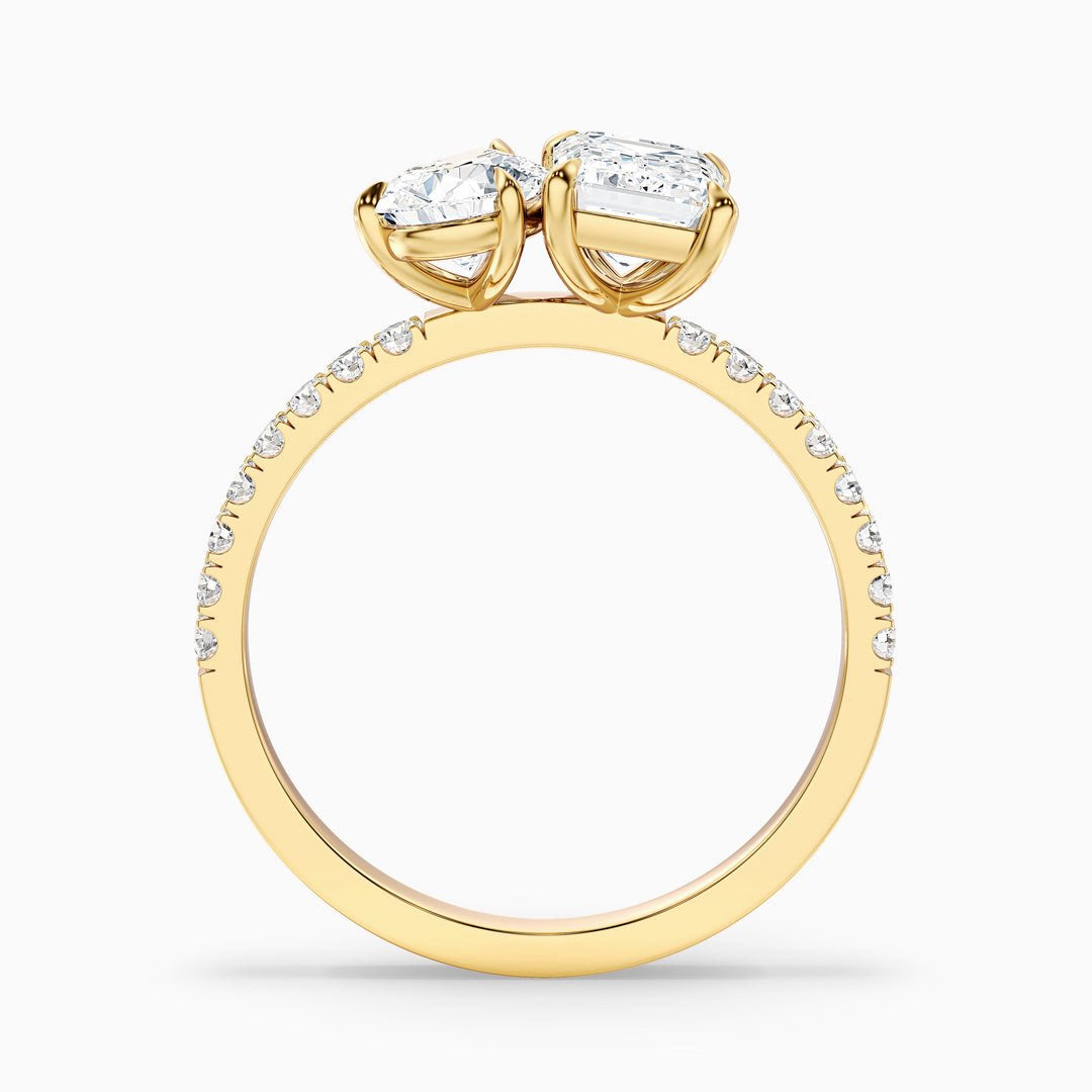 Toi Et Moi Pave Ring in 10k Yellow Gold With Princess and Pear Two Stone Lab Grown Diamond