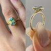 10K Yellow Gold 2.5CT Tiffany Blue Emerald Cut Bezel Setting Moissanite Diamond Engagement Ring