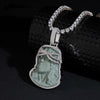 2inch Tall Iced Frame Jade Jesus Pendant Moissanite