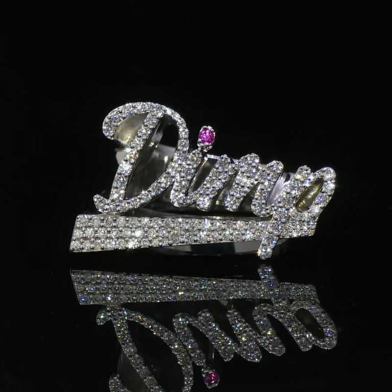 Custom Made Name Lab Grown Diamond Ring 925 Sterling Silver