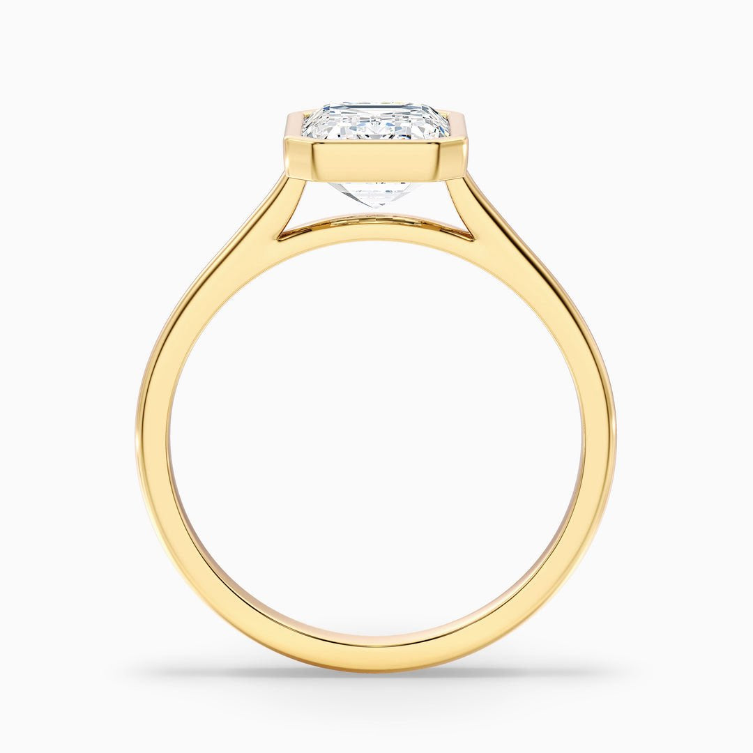 2 Carat Emerald Cut Bezel Set Lab Grown Diamond Ring in 14k Yellow Gold