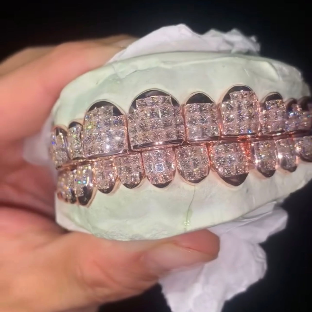 8 on 8 VVS Moissanite Diamond Grillz 14K Rose Gold