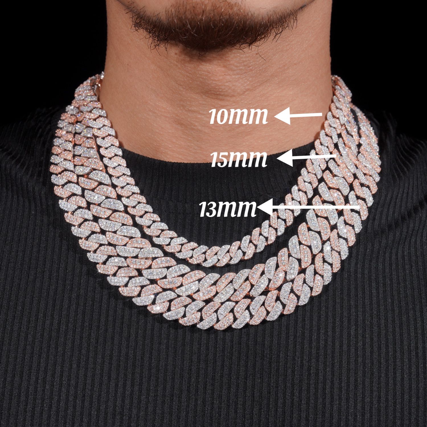 15mm Moissanite Two-Tone Miami Cuban Link Chain 10K Gold