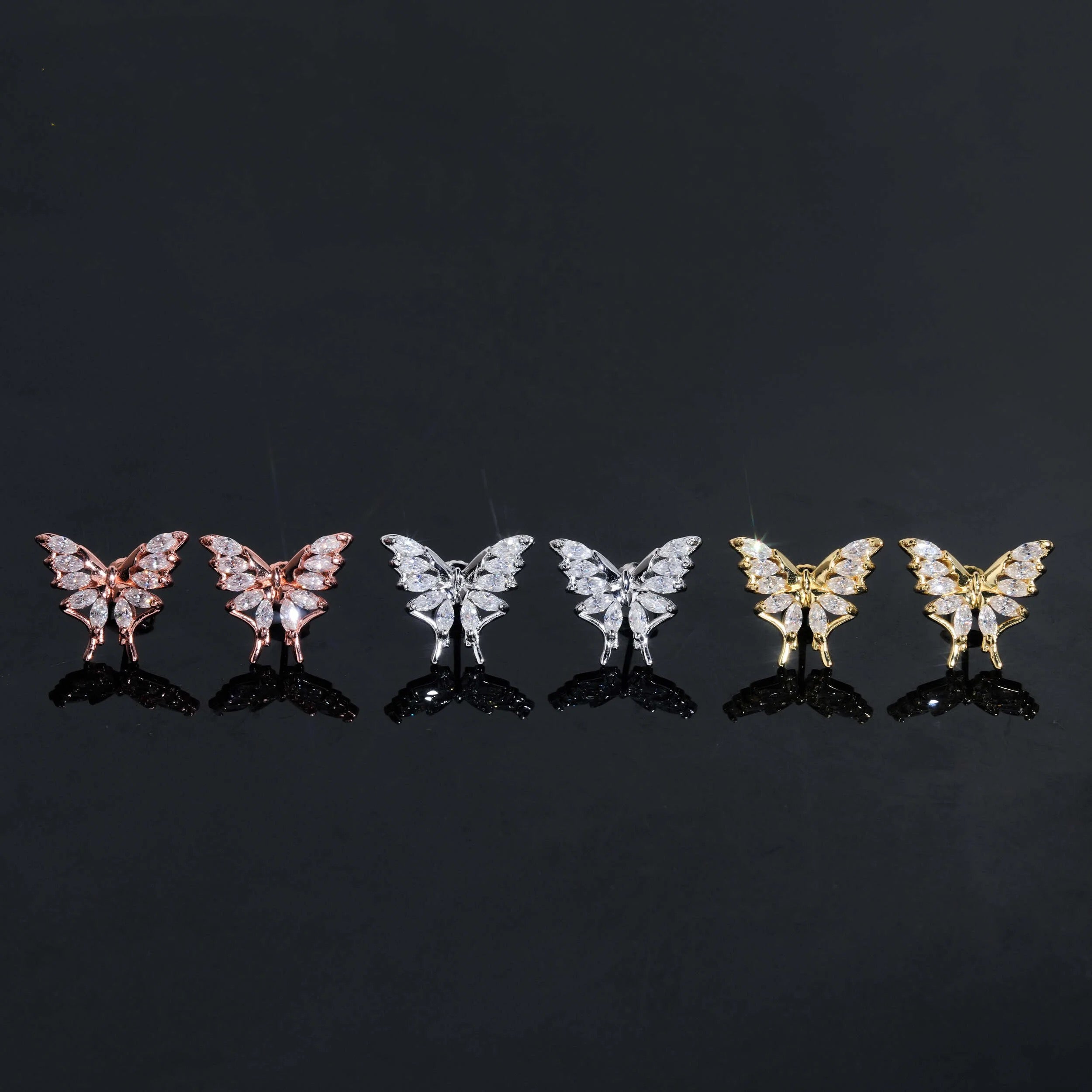 Sterling Silver 925 VVS Moissanite Butterfly Studs For Women Gra Certificated